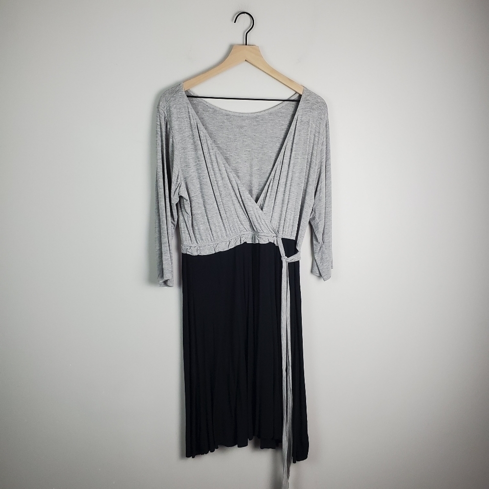 Jolie Boutique Gray Black Wrap Dress 1XL